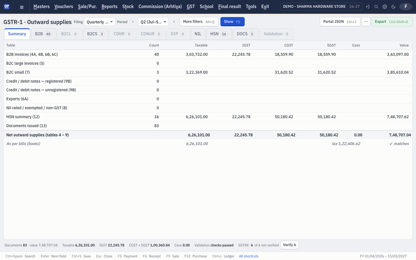 GST returns & reconciliation in OP Software